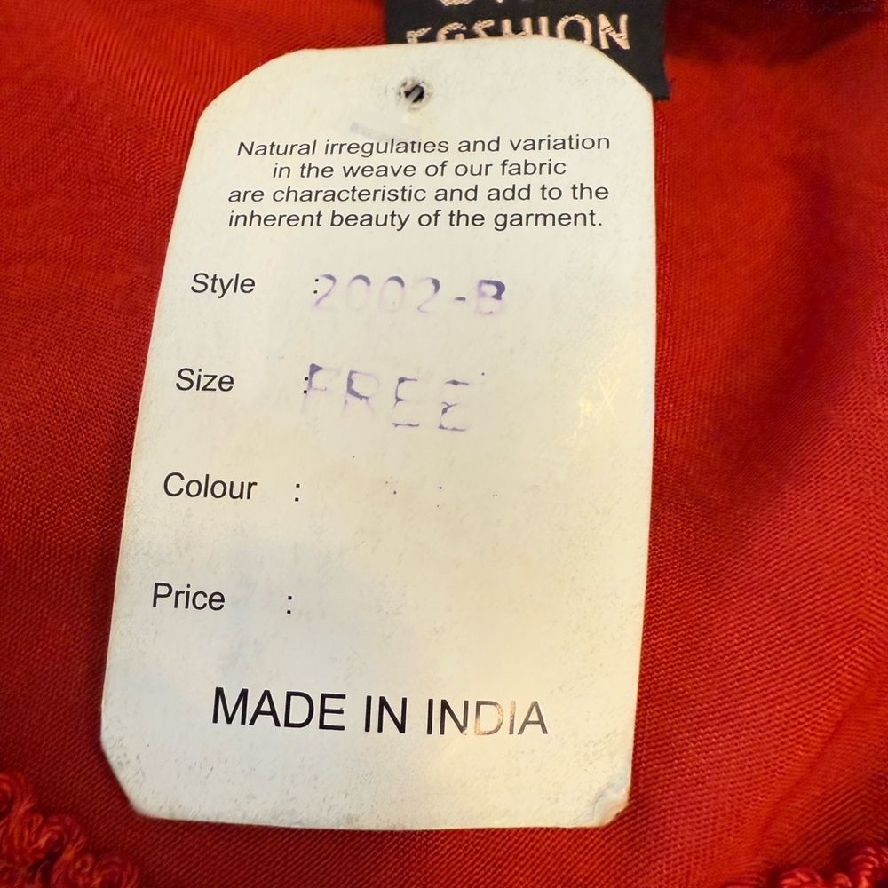 S.R. Fashions red embroidered gauzy midi dress free size - Picture 11 of 13